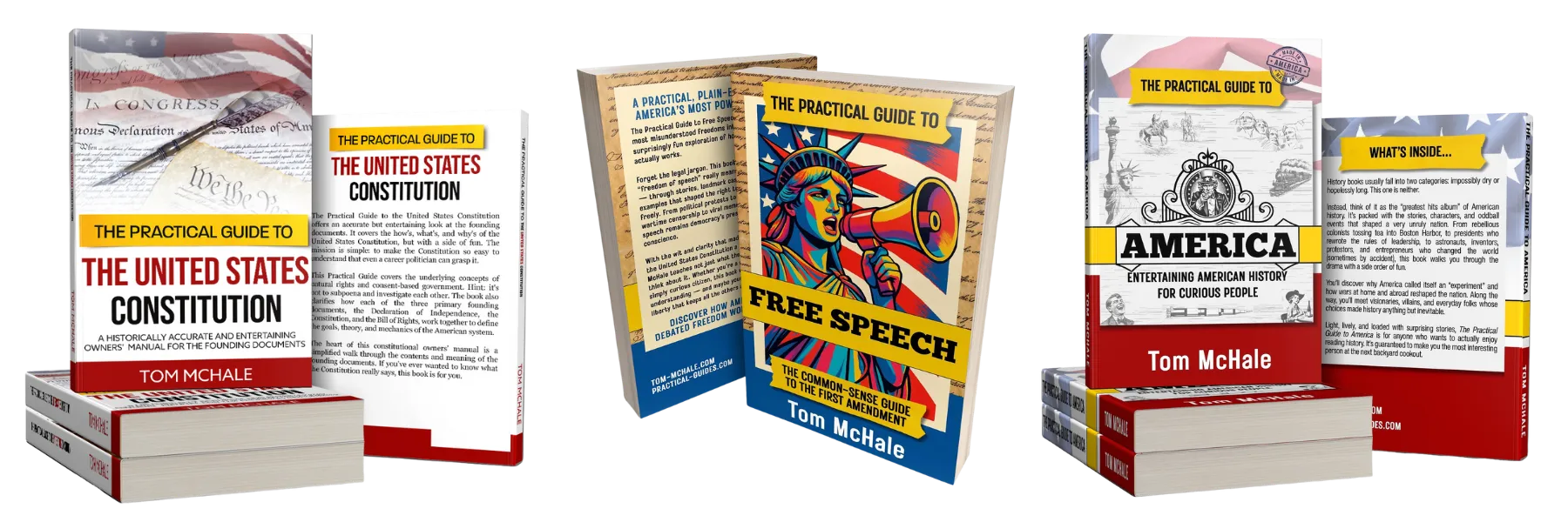 Three-book paperback bundle: Constitution, America, Free Speech